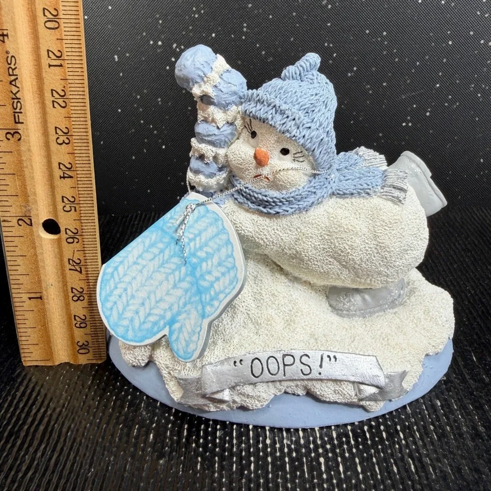 Snow Buddies Oops Snowman Ice Skating Figurine Encore Group Blue White 4in